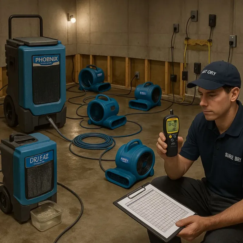 Structural Drying and Dehumidification process in Poplar Grove, IL